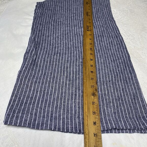 Laurie Felt Cropped Pants Linen Blend Smocked Wide Leg Womens Sz L Chambray Blue - Picture 4 of 9
